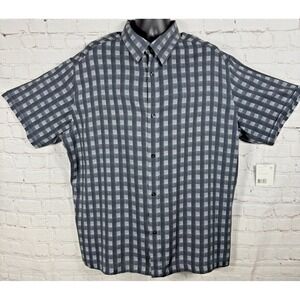 Axcess by Liz Claiborne Company Men's 2XL Short Sleeve Dark Gray Plaid Shirt NWT
